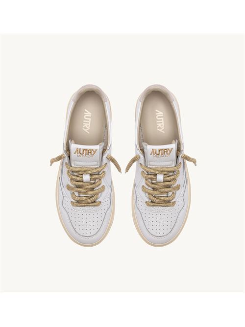 sneakers medalist low in pelle bianca e dettagli lurex oro Autry | AULW SW01SW01