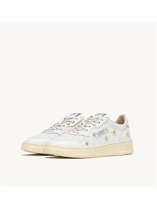sneakers medalist low in pelle bianca con margherite + strass Autry | AULW WE01WE01