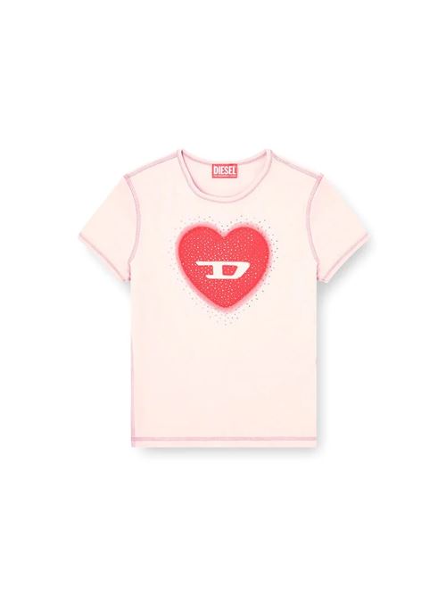 t-shirt slim con stampa a cuore e borchie Diesel | A2098033L