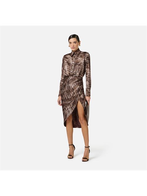 abito in raso stretch con stampa alligatore Elisabetta Franchi | AB89261E2644