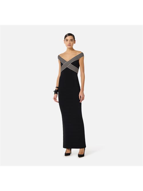abito lungo in maglia con bande a righe Elisabetta Franchi | AM75S61E2685