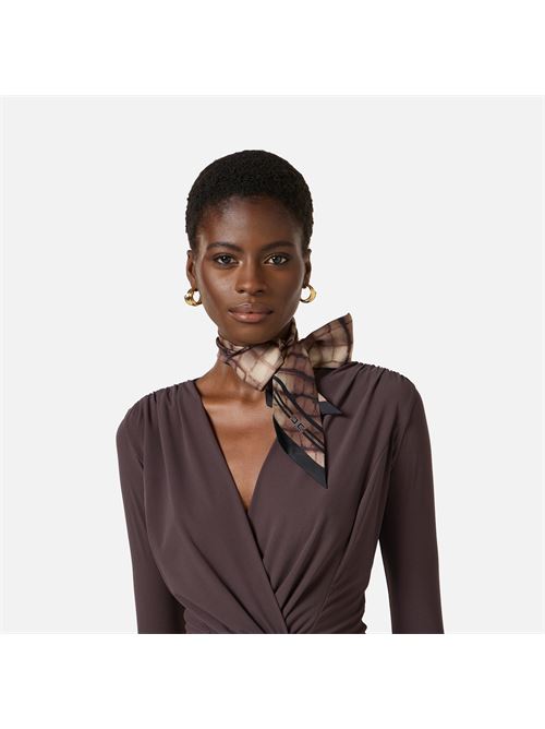 bandeaux in twill di seta con stampa alligatore Elisabetta Franchi | FO23L61E2644