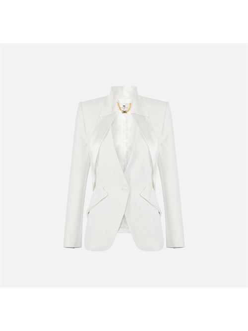 giacca in crêpe leggero con rever in raso Elisabetta Franchi | GI19261E2360