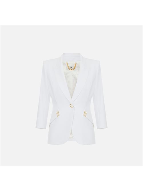 giacca in doppio crêpe stretch con dettagli logo Elisabetta Franchi | GI21561E2360