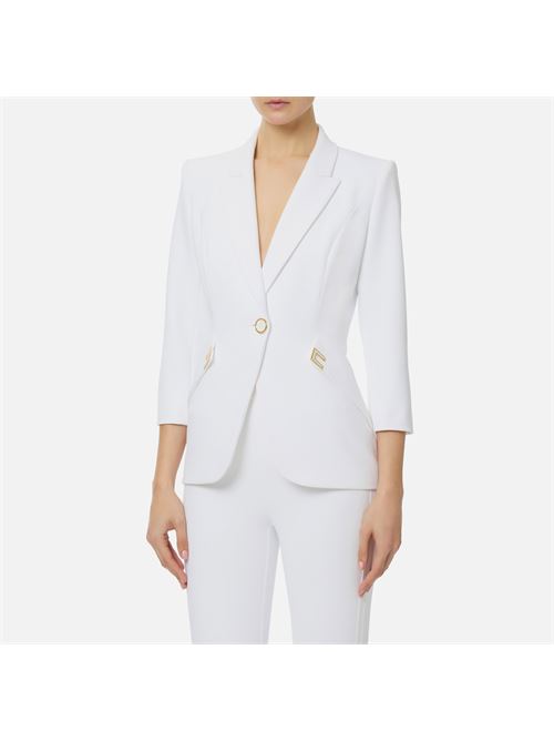 giacca in doppio crêpe stretch con dettagli logo Elisabetta Franchi | GI21561E2360
