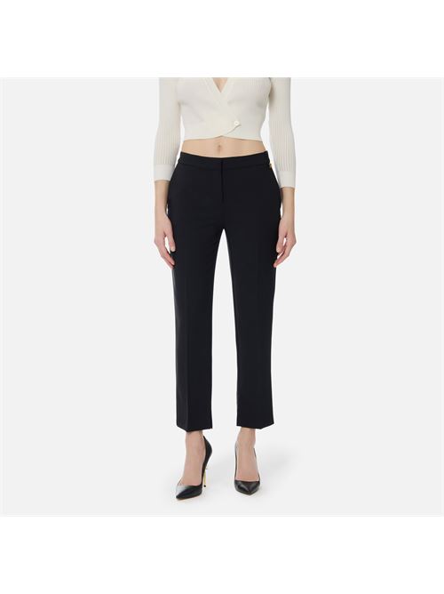 pantaloni in crêpe leggero con logo charm Elisabetta Franchi | PA16661E2110