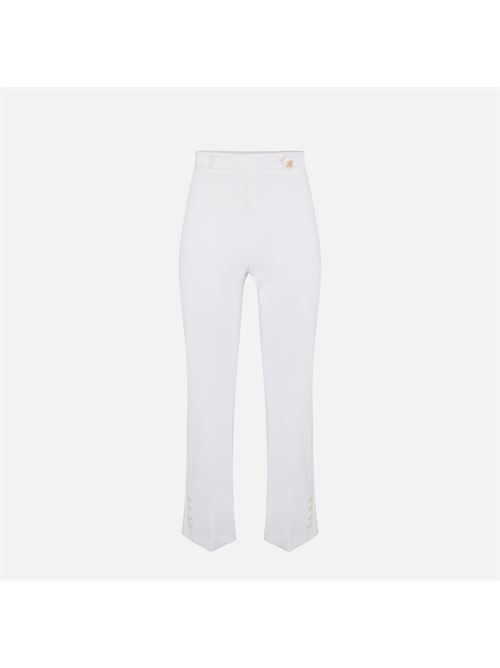pantaloni in doppio crêpe stretch con logo charm Elisabetta Franchi | PA16861E2360