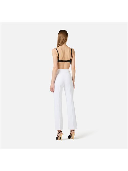 pantaloni in doppio crêpe stretch con logo charm Elisabetta Franchi | PA16861E2360