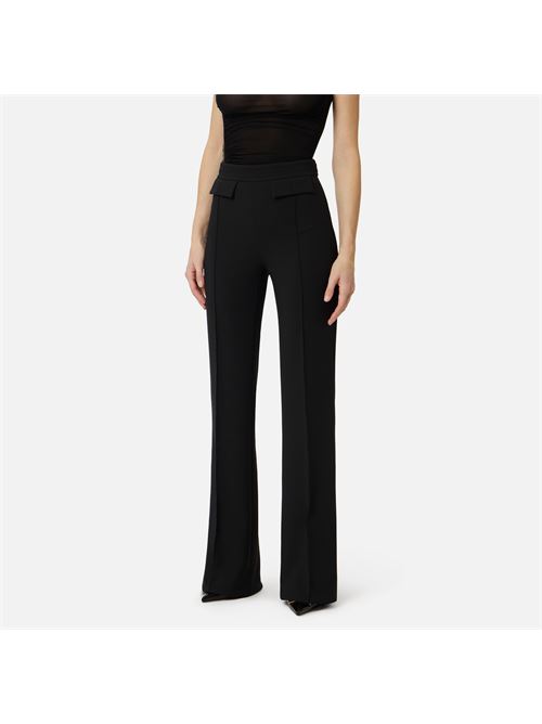 pantaloni in doppio crêpe stretch con logo ricamato Elisabetta Franchi | PA17161E2110