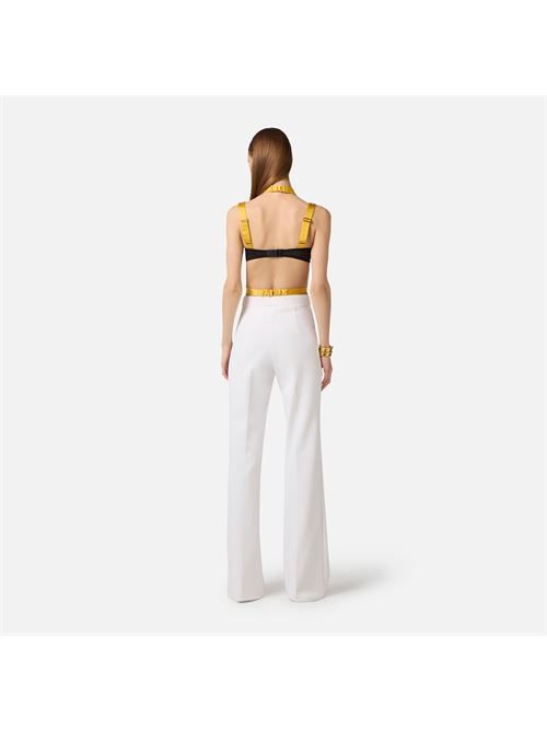 pantaloni in doppio crêpe stretch con logo ricamato Elisabetta Franchi | PA17161E2360