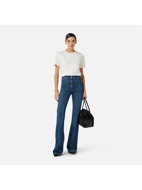 jeans a zampetta con dettagli logo Elisabetta Franchi | PJ26D61E2104