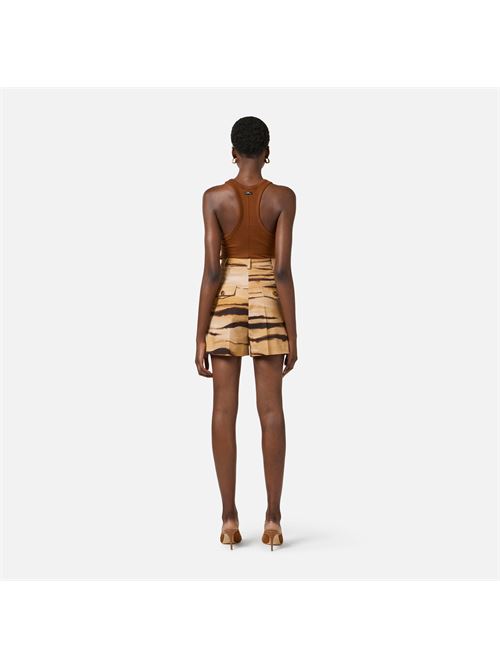 shorts in drill con stampa tigre Elisabetta Franchi | SH01362E2470