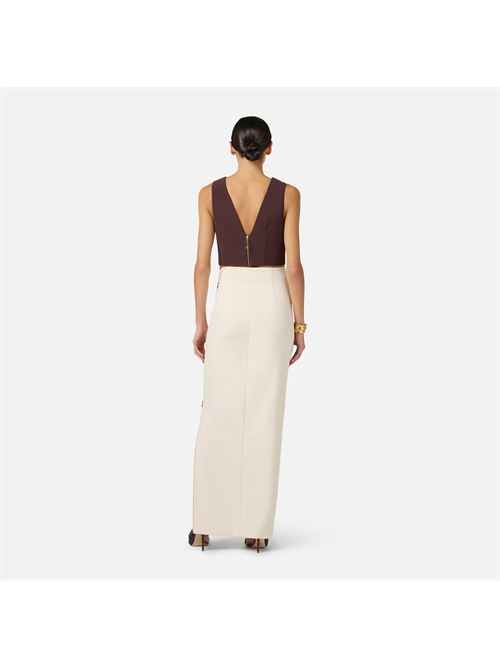 Top in doppio crêpe stretch con scollo gioiello Elisabetta Franchi | TO05061E2644