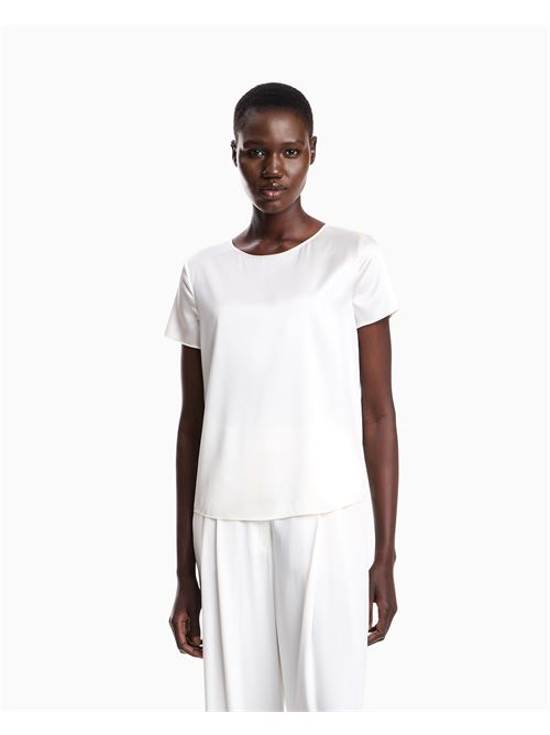 blusa a maniche corte in raso di seta Emporio Armani | 8N2K15 2NXXZ0101