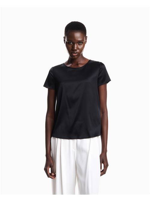 blusa a maniche corte in raso di seta Emporio Armani | 8N2K15 2NXXZ0999