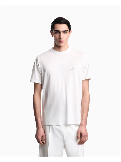 t-shirt in jersey misto lyocell con ricamo logo ea Emporio Armani | EM004585 AF10017U0003