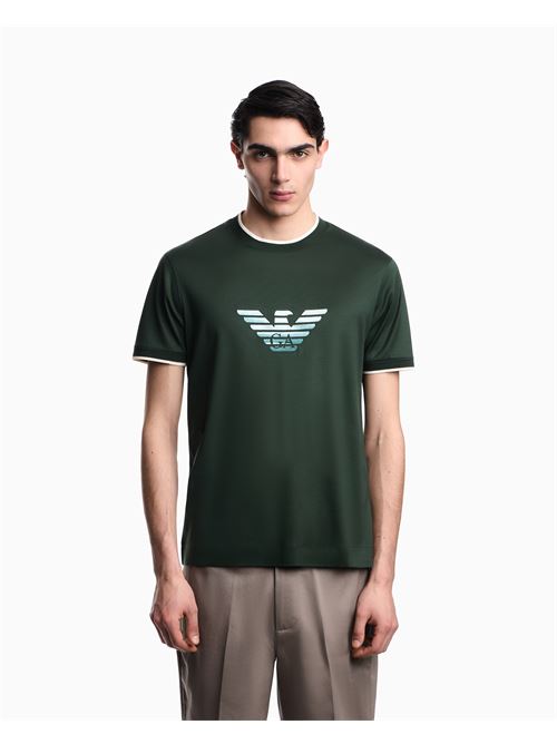 t-shirt slim fit in jersey misto lyocell con ricamo aquila degradé Emporio Armani | EM005271 AF10017U7263