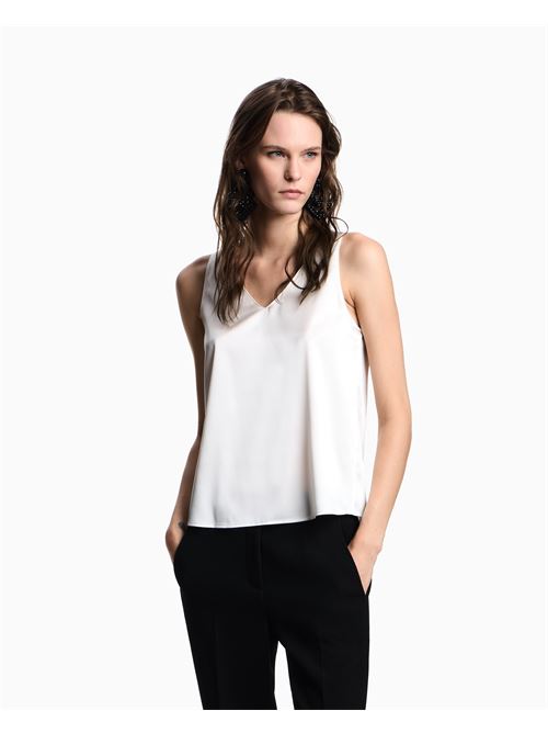 top con scollo v in raso di seta Emporio Armani | EW002199 AF17300U0006