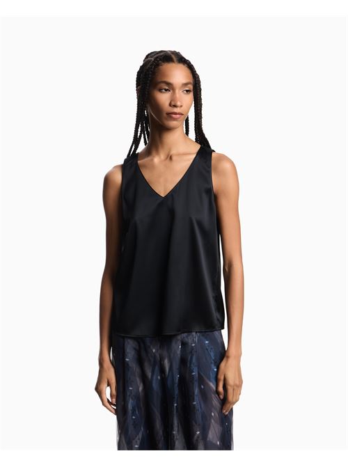 top con scollo v in raso di seta Emporio Armani | EW002199 AF17300UC001