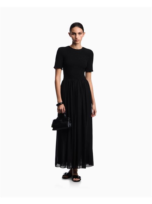 abito lungo a maniche corte in tecno georgette Emporio Armani | EW004340 AF10209UC001