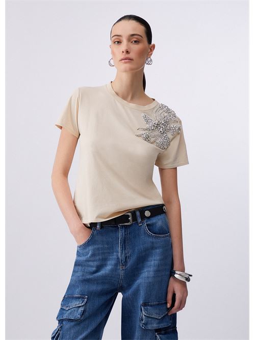 t-shirt con ricamo gioiello Liu Jo | CA6010 J3868L9089