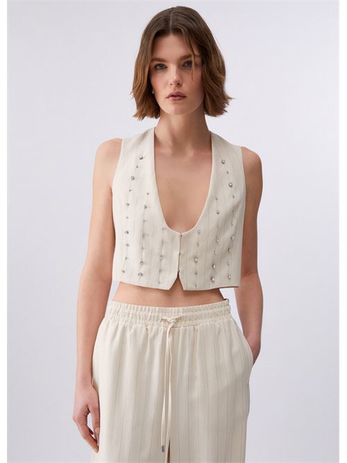 gilet gessato con ricami gioiello Liu Jo | CA6114 T557AP9579