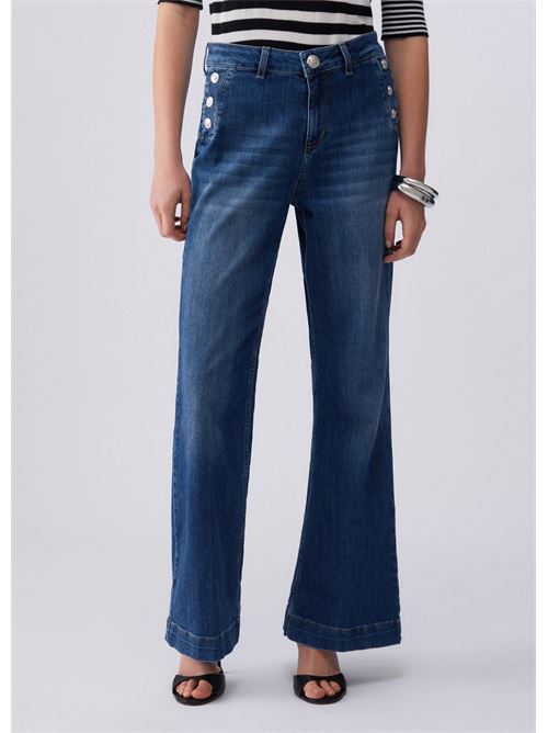 jeans flare a vita alta con bottoni Liu Jo | UA6162 D027578988