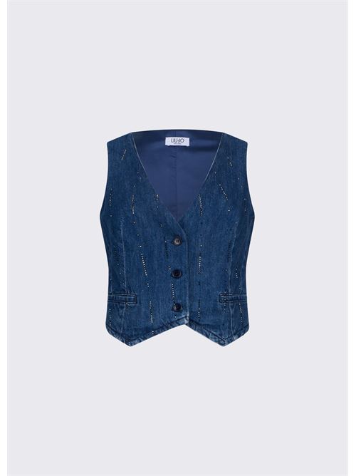 gilet in denim con strass Liu Jo | UA6188 D031578033