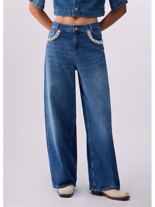 jeans flare con applicazioni gioiello Liu Jo | UA6265 DS08279034