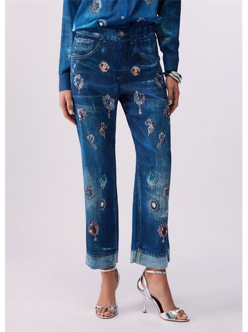 pantaloni straight con stampa digitale Liu Jo | UA6311 T595879045