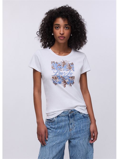 t-shirt con stampa e strass Liu Jo | WA6493 JS923P9600