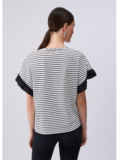 t-shirt a righe con bottoni gioiello Liu Jo | WA6496 J4909P9442