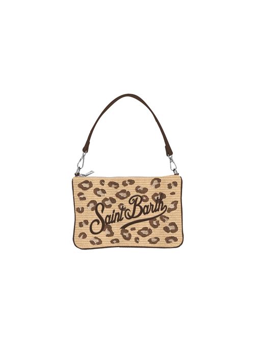 pochette in raffia leopardata
