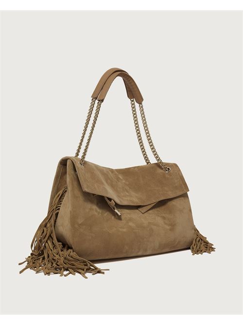 borsa venus peach fringe midi a spalla in suede Orciani | B02212 PFGBI