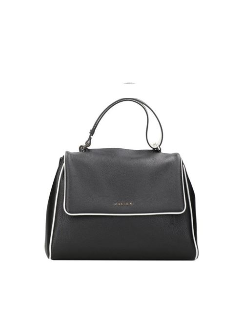 borsa sveva soft media a spalla in pelle con tracolla bicolor<BR/>