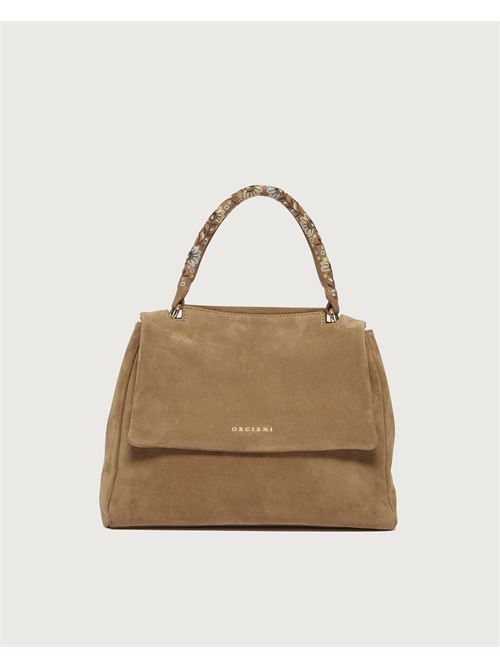 borsa sveva peach flowers midi a spalla in suede con tracolla Orciani | BT2006 PEFBI