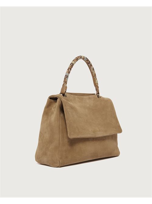 borsa sveva peach flowers midi a spalla in suede con tracolla Orciani | BT2006 PEFBI