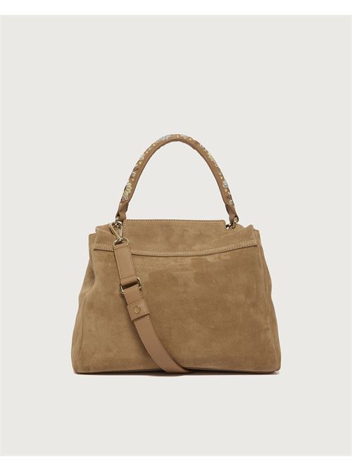 borsa sveva peach flowers midi a spalla in suede con tracolla Orciani | BT2006 PEFBI