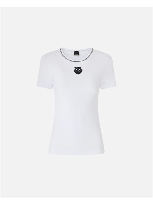 t-shirt a costine con ricamo love birds Pinko | 106815 A3ALZZ1