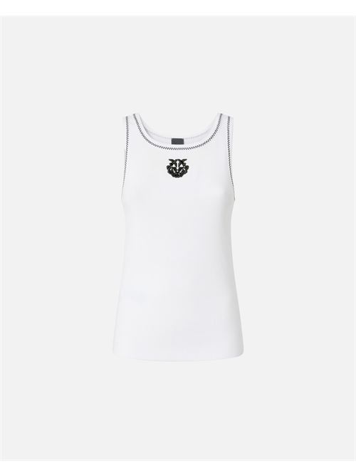 canotta a costine con ricamo love birds Pinko | 106816 A3ALZZ1