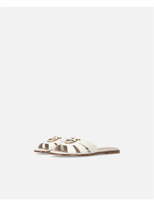 ciabattine in pelle con logo love birds Pinko | SD0463PZ12