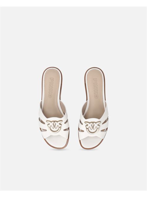 ciabattine in pelle con logo love birds Pinko | SD0463PZ12