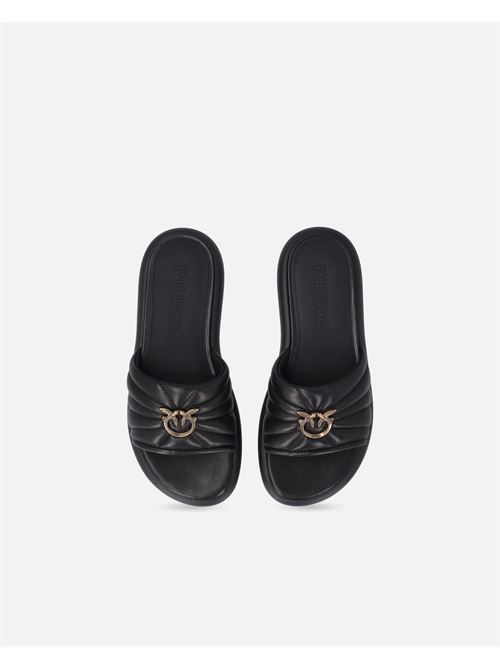 ciabatte in nappa trapuntata con logo love birds Pinko | SD0525PZ99