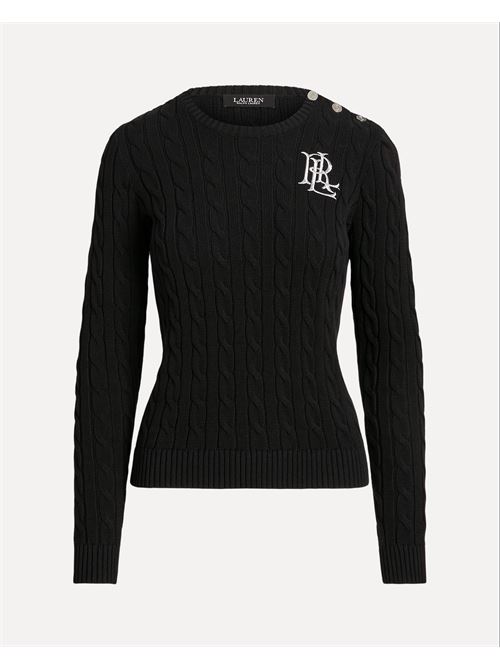 maglia in cotone a trecce con bottoni