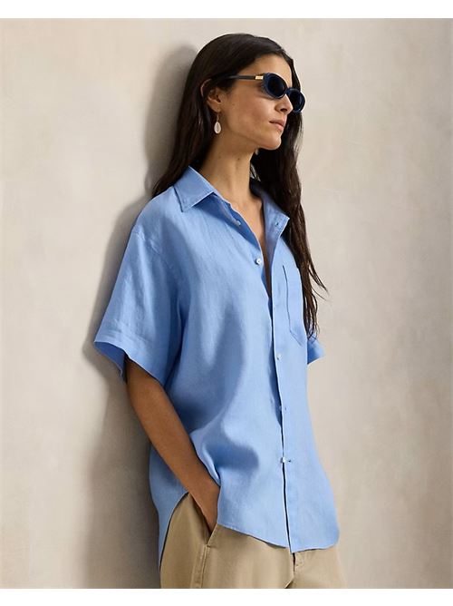 camicia in lino mezza manica oversize-fit Polo Ralph Lauren | 211A96160003