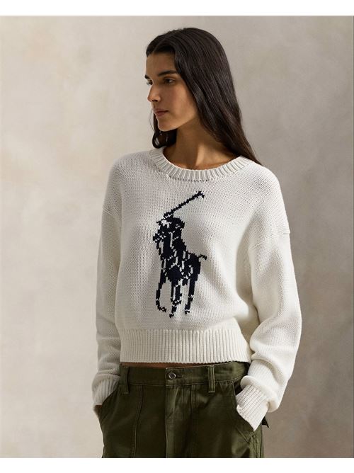 maglia a girocollo in cotone big pony Polo Ralph Lauren | 211A96234002