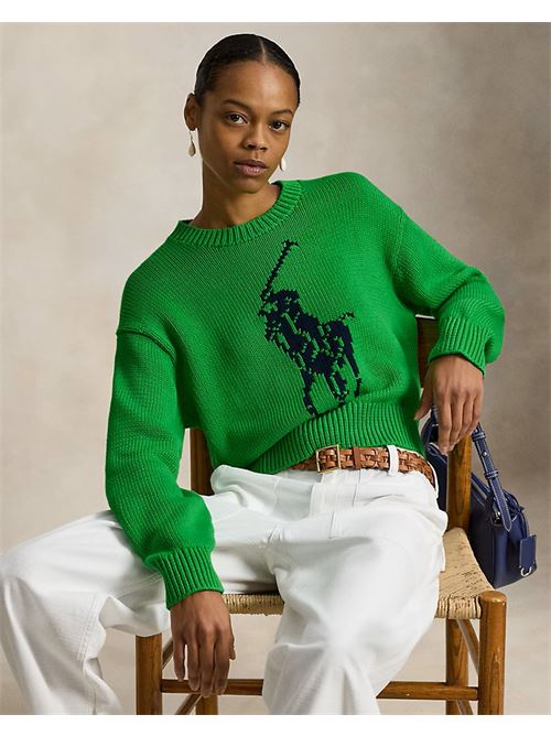 maglia a girocollo in cotone big pony Polo Ralph Lauren | 211A96234003