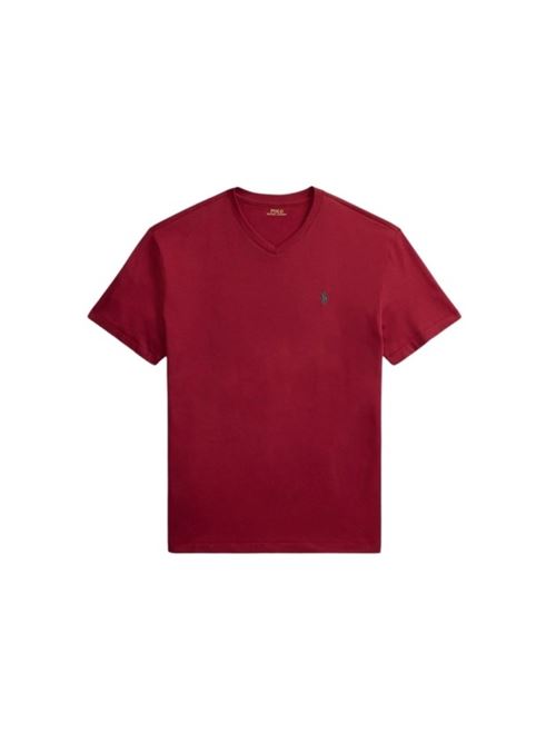 t-shirt in cotone logata scollo a v Polo Ralph Lauren | 710671452522