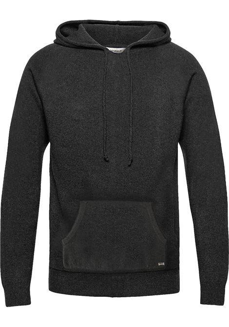 Felpa nera da uomo in misto lana con cappuccio e tasca frontale MARK-UP | Felpa | MK390072NERO
