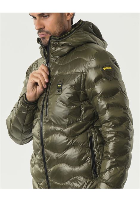 Piumino verde Wave con Trapuntatura a Onde e Cappuccio BLAUER | Piumino | BLUC03005006355659